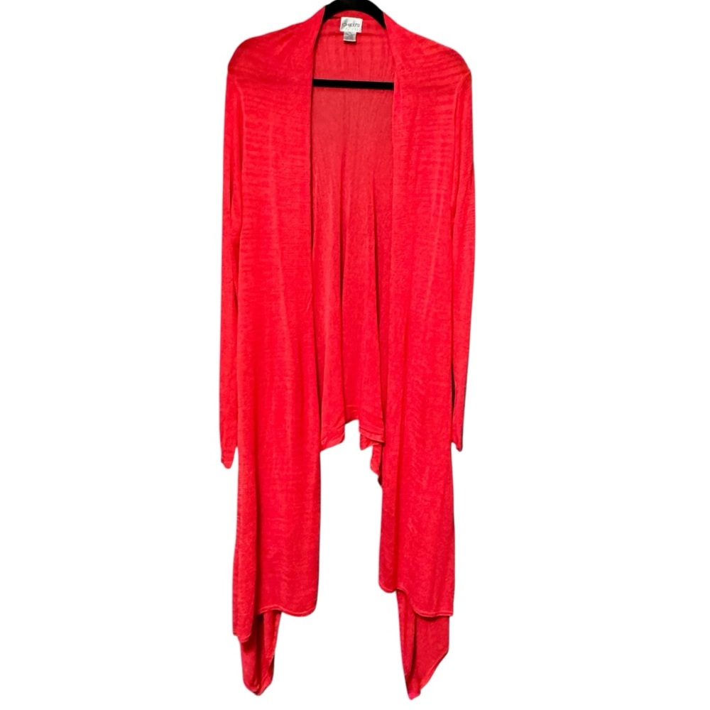 Chico’s Open Front Long Sleeve Lightweight Red/Orange Cardigan M/L